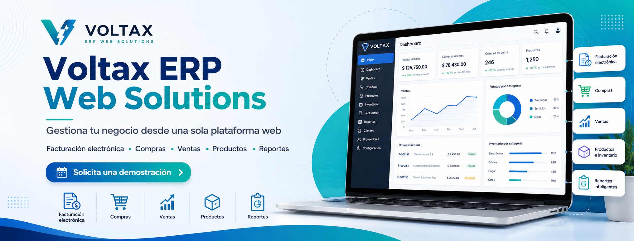 Voltax ERP Web Solutions dashboard